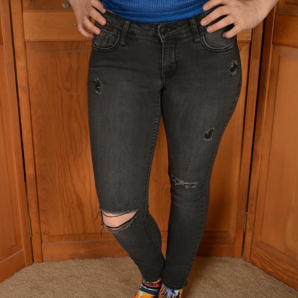 Dark Grey Ripped Jeans